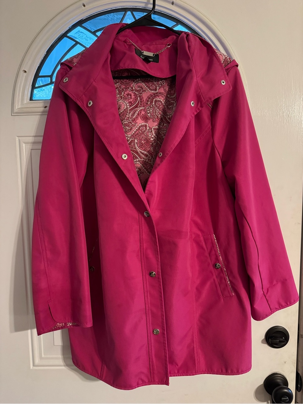 dennis basso Women's Fuchsia Trench Coat with Paisley Lining